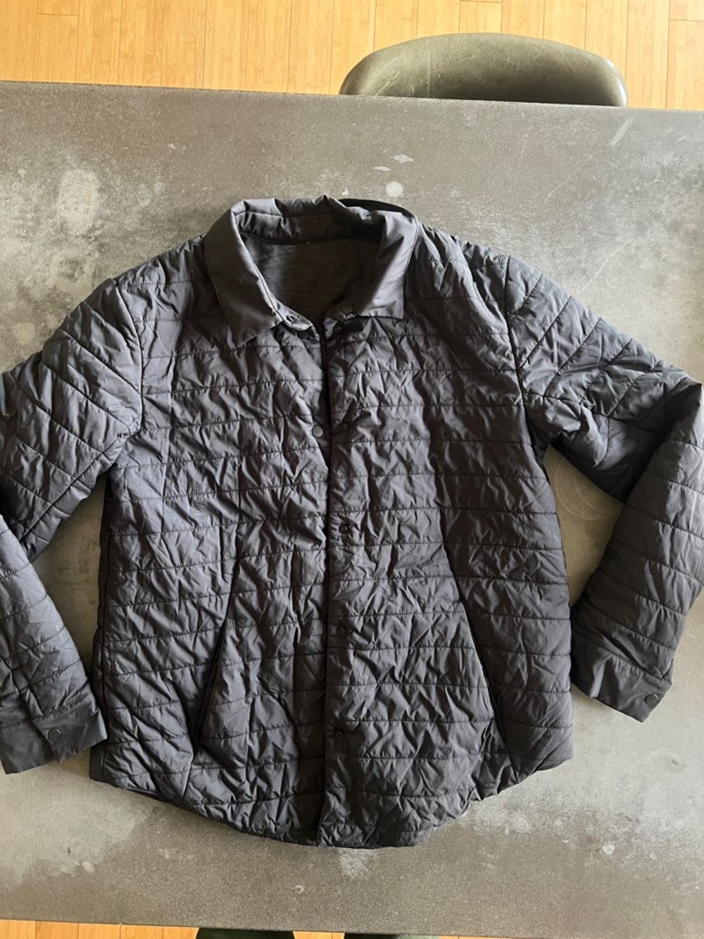 Lululemon- Quilted Button-Front Jacket in Dark Gray reversible